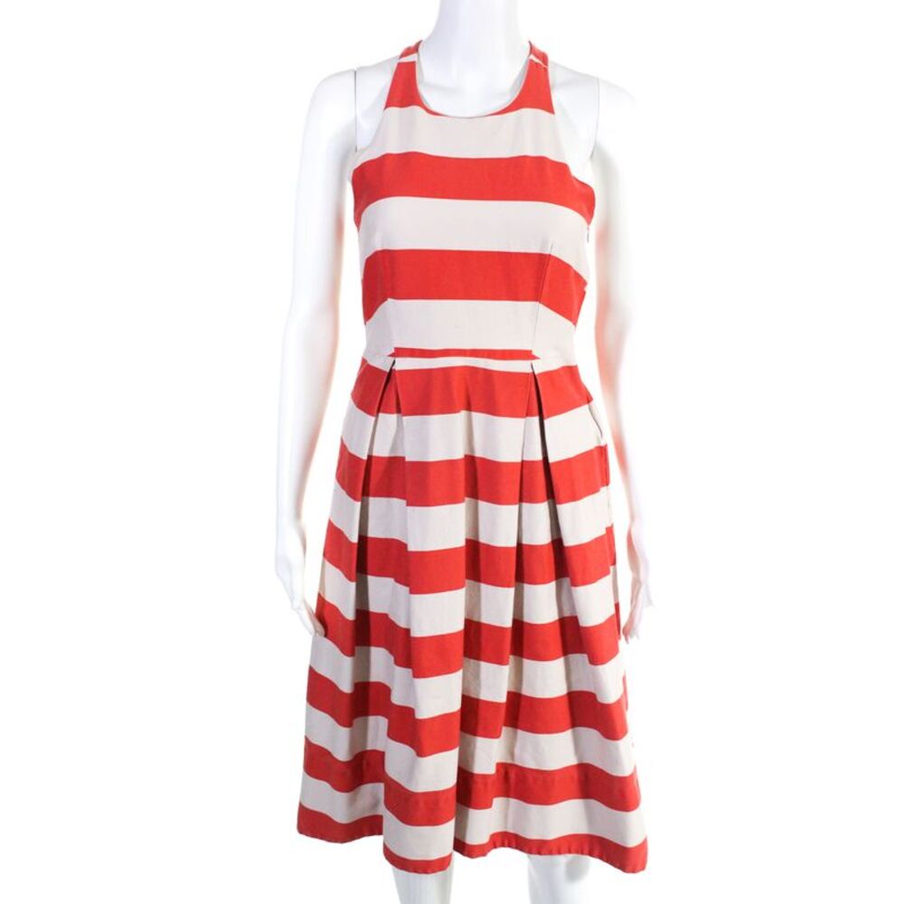 Paper Crown Womens Striped Gobi Dress Orange Size 4 10656005